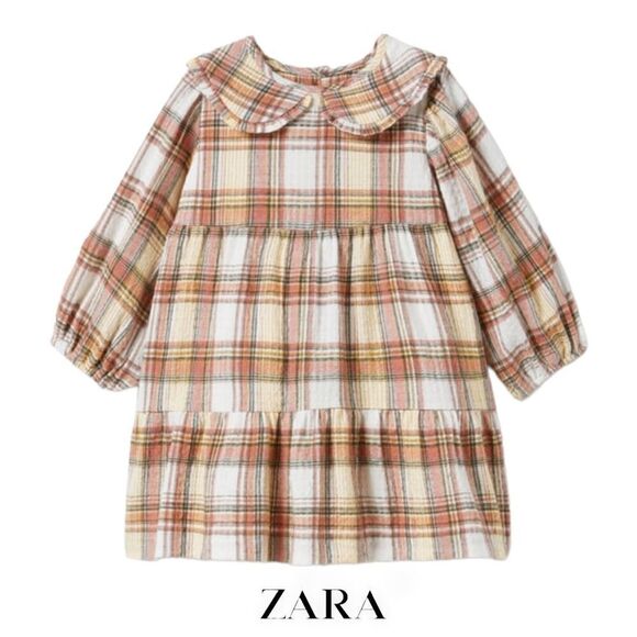 ZARA Kids | Ecru | PLAID DRESS - Picture 2 of 14